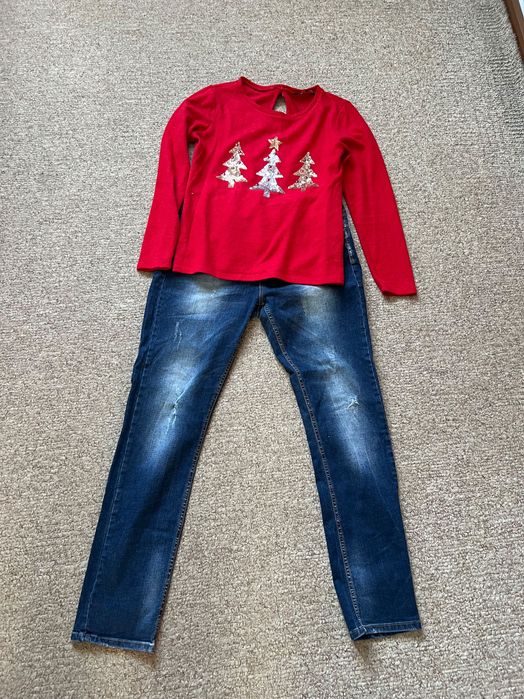 Джинси та новорічна кофта в ідеальному стані розмір л-хл