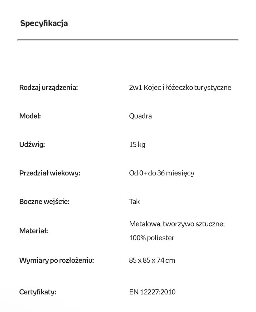 Caretero, Quadra, Kojec/Łóżeczko + torba, Brązowy