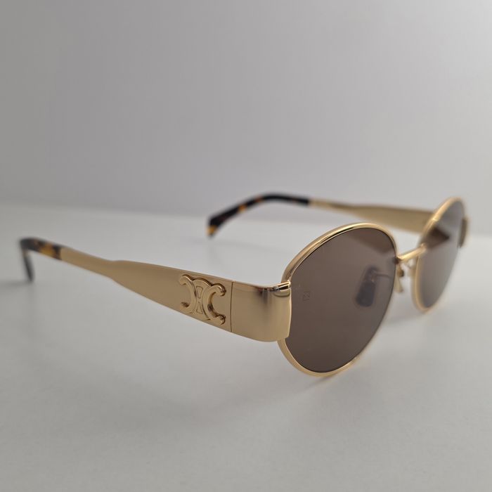 Okulary przeciwsłoneczne Celine Triomphe Metal CL40235 złote brązowe