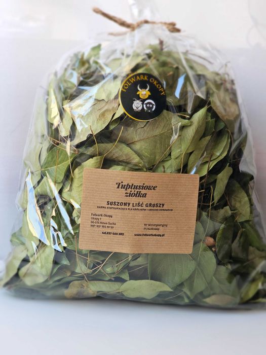 Suszony liść gruszy - zioła dla królika,świnki morskiej,szynszyli 100g