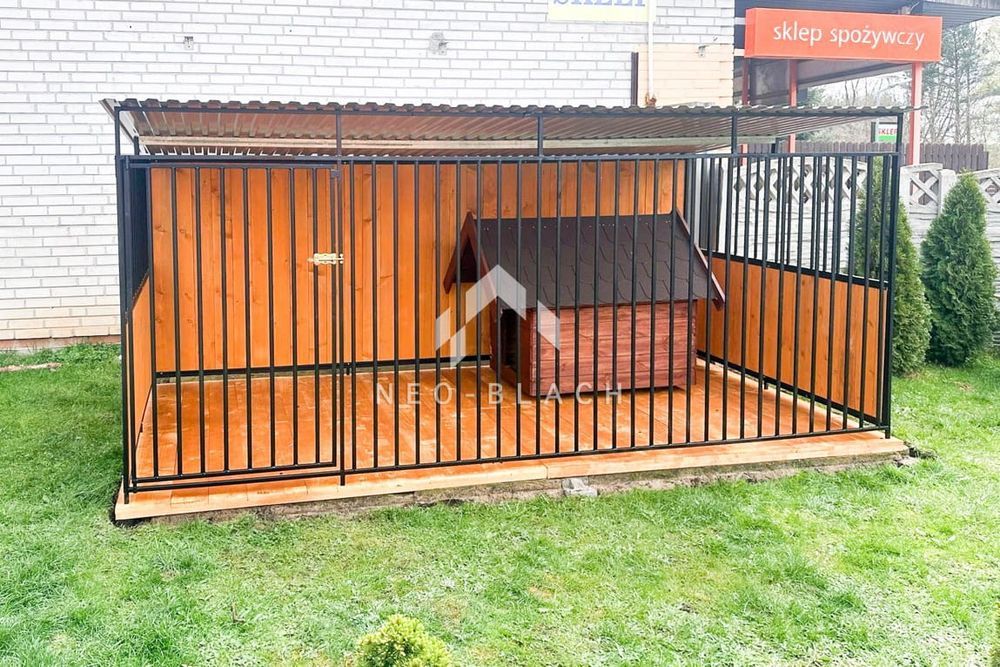 Kojec Dla Psów 4X2M Drewniana Podłoga Ściany Zabudowana Drewnem Nb184