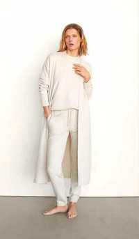 Massimo Dutti Dzianinowe spodnie dresowe Joggery z wiskozy 38 M beżowe
