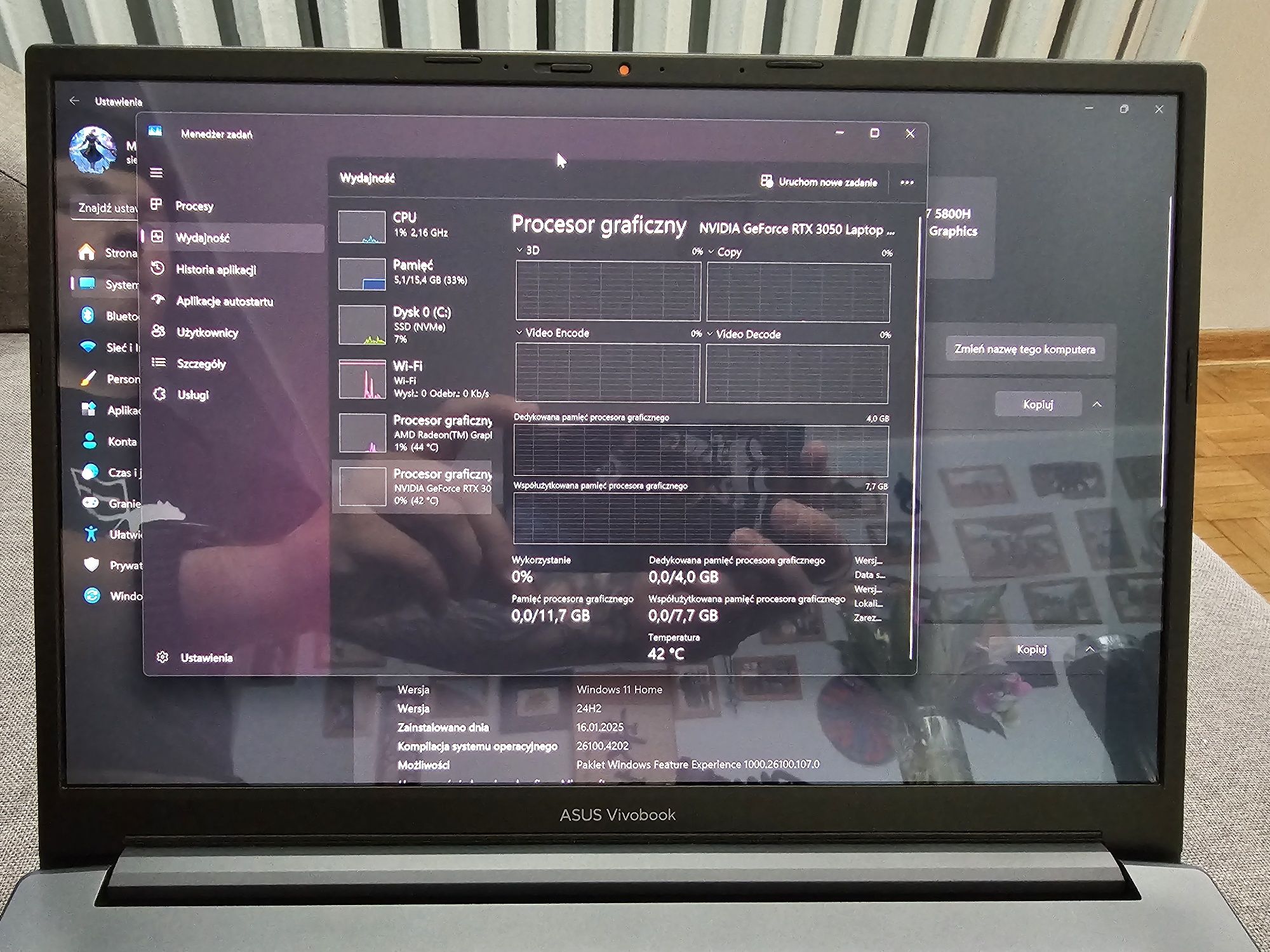 Laptop ASUS VivoBook Pro 14 M3401QC | Ryzen 5 5800H | RTX 3050 | 16GB