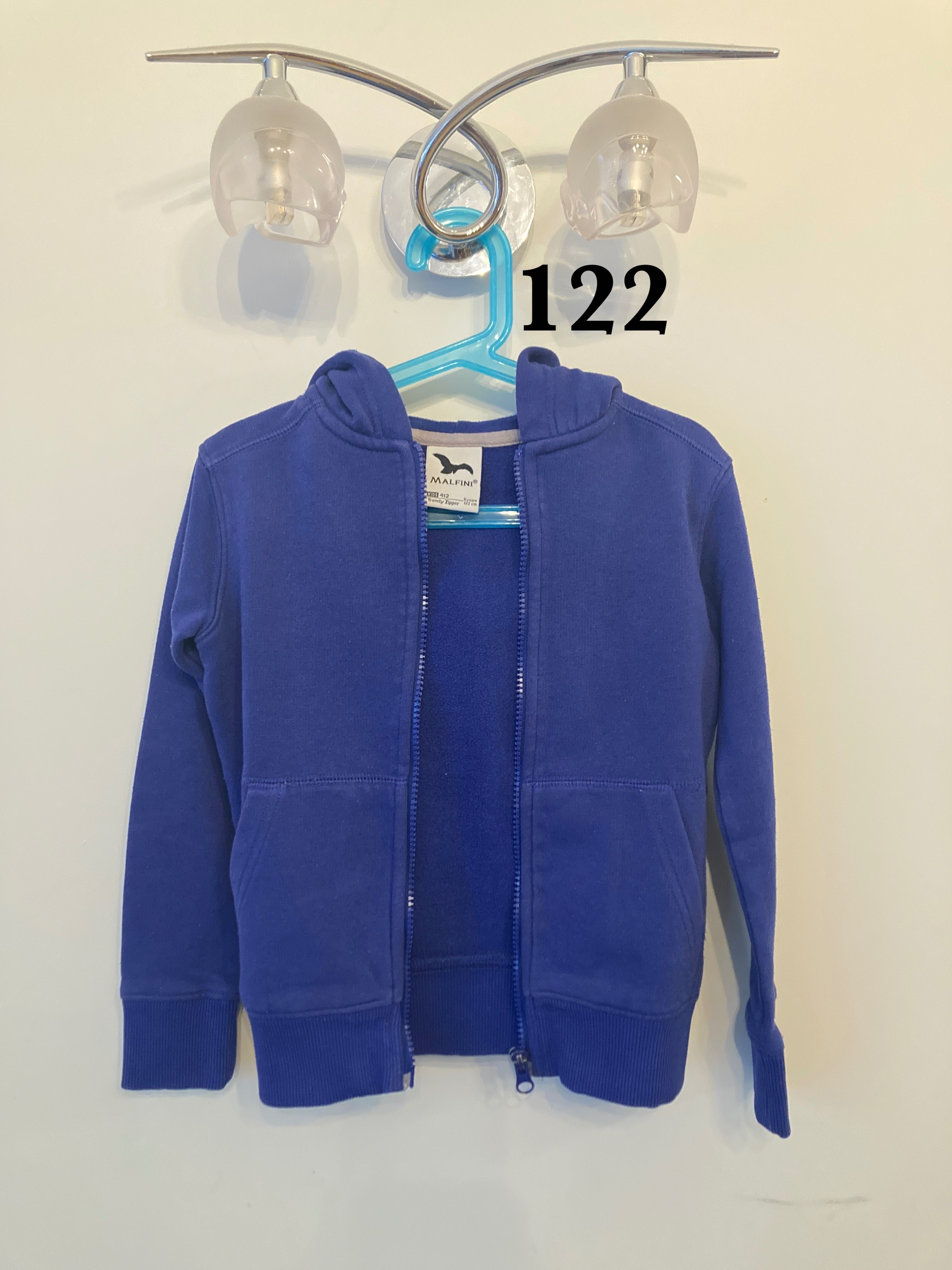 Bluza chabrowa 122 6 lat Adler Malfini Kids z kapturem i zamkiem