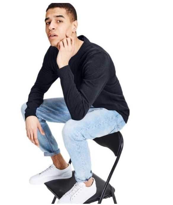 JACK & JONES Sweter męski cienki czarny bawełniany XXL 2XL