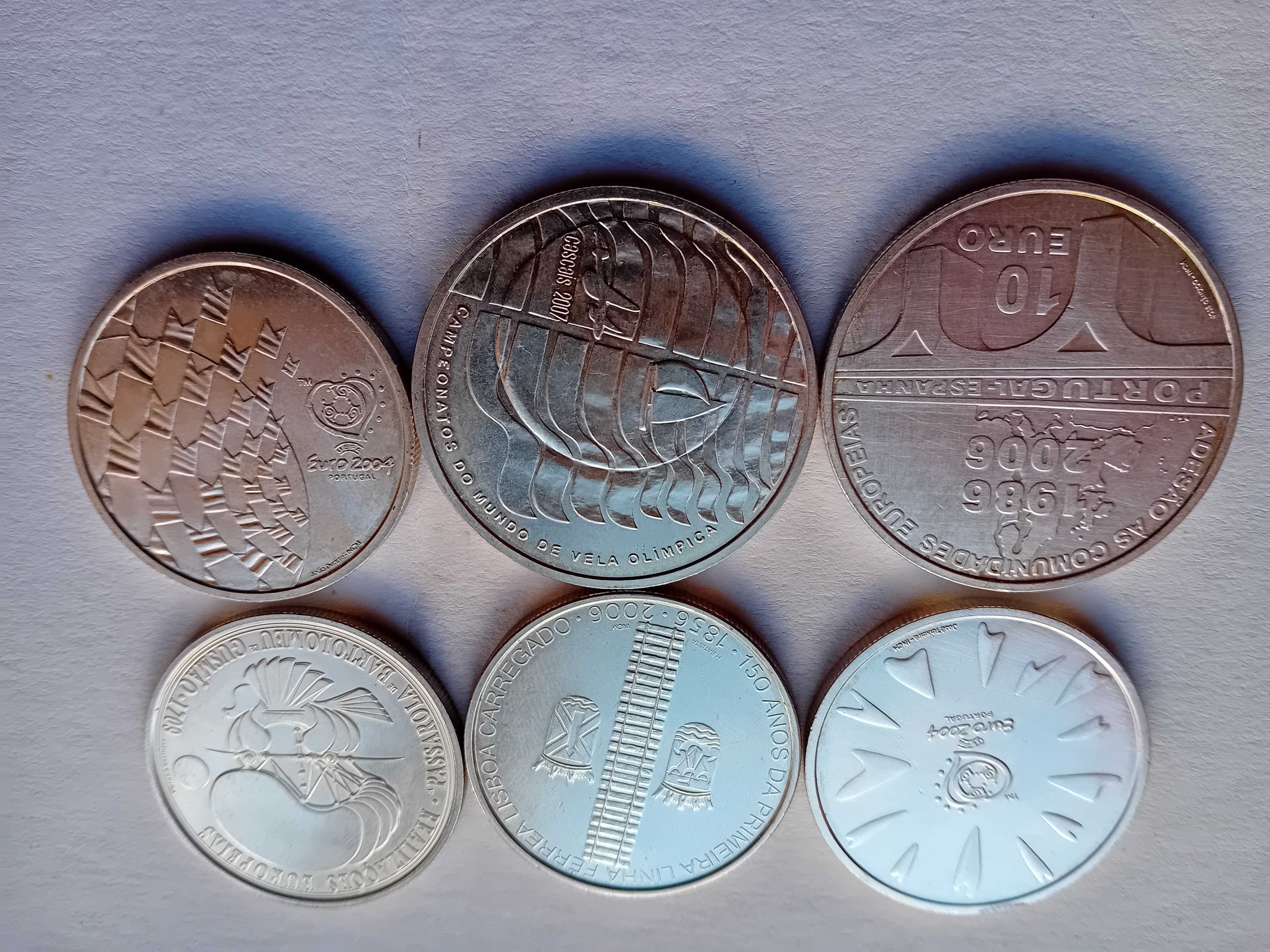 12 moedas de 8 e 10€ prata,  novas ver fotos