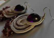 Kolczyki soutache sutasz BOHO rękodzieło handmade fioletowy