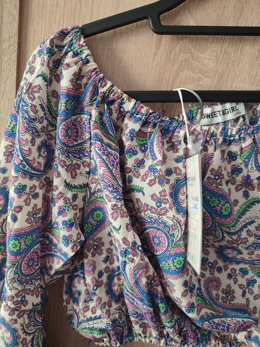 Komplet wiosenny letni bluzka top spodnie szerokie kuloty 38 M 40 L 42