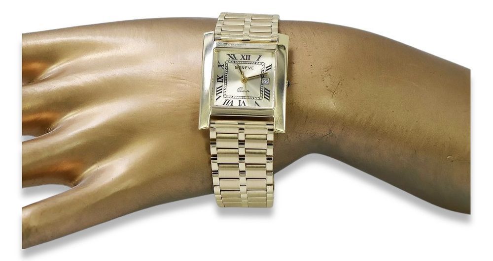 Złoty zegarek 14k 585 z bransoletą męski Geneve mw009y&mbw007y K
