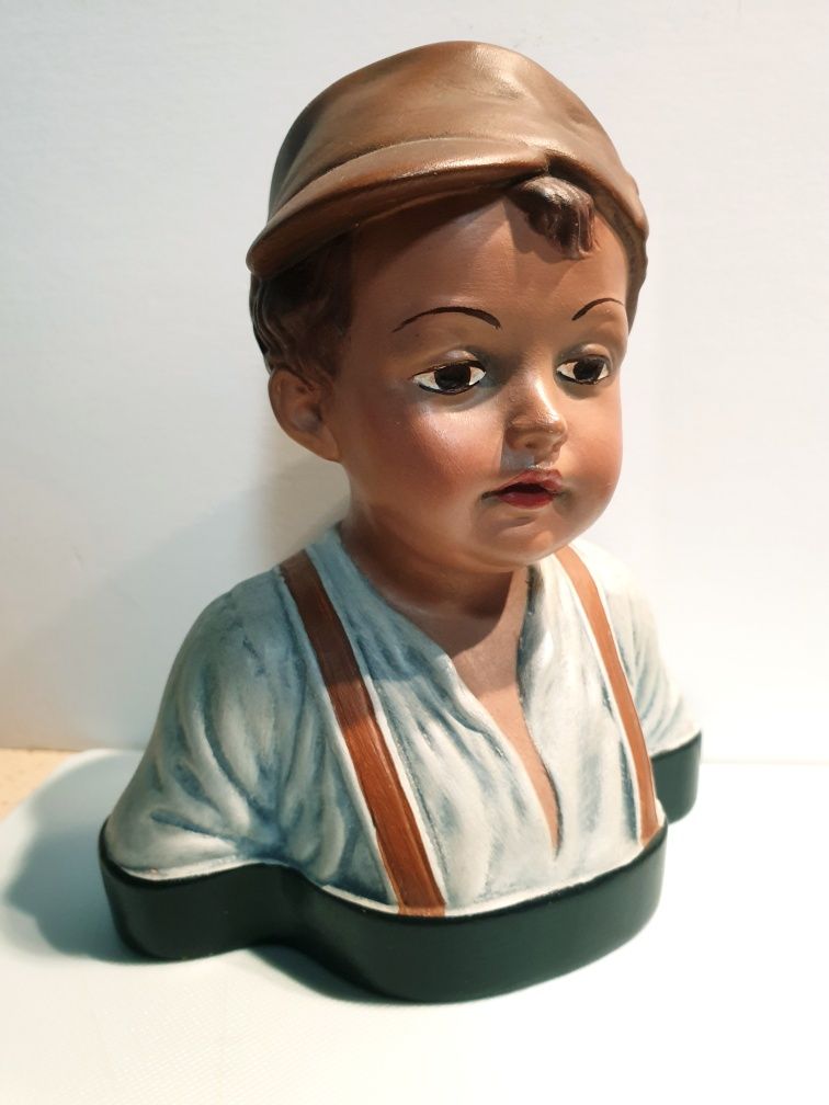 Lindo busto em faiança vintage assinado