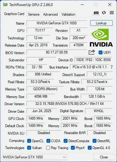 Gtx 1650 4GB GDDR5