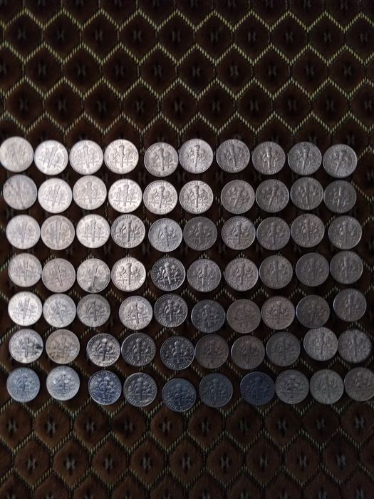 Коллекция монет One dime.За весь лот 1580 грн.Из 70 монет.