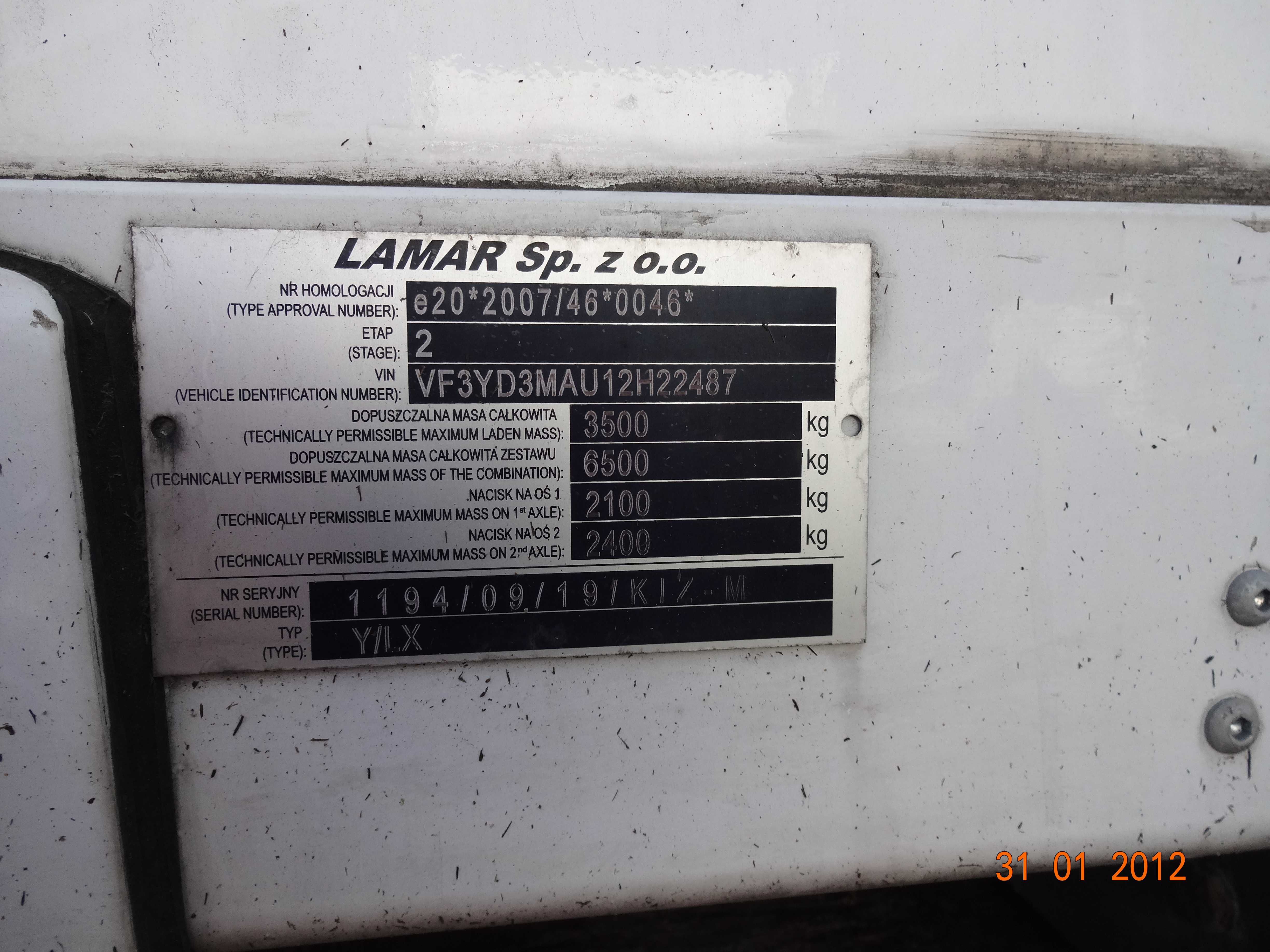 Drzwi do kontenera samochodowego LAMAR TYP:Y/LX 220,5cm x 107,5 cm