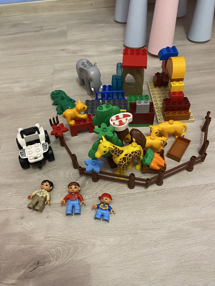 Lego duplo karmienie w zoo kompletny zwierzeta lew zyrafa slon duzy