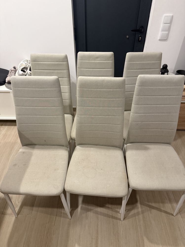 Pack 6 Cadeiras de mesa de jantar bege
