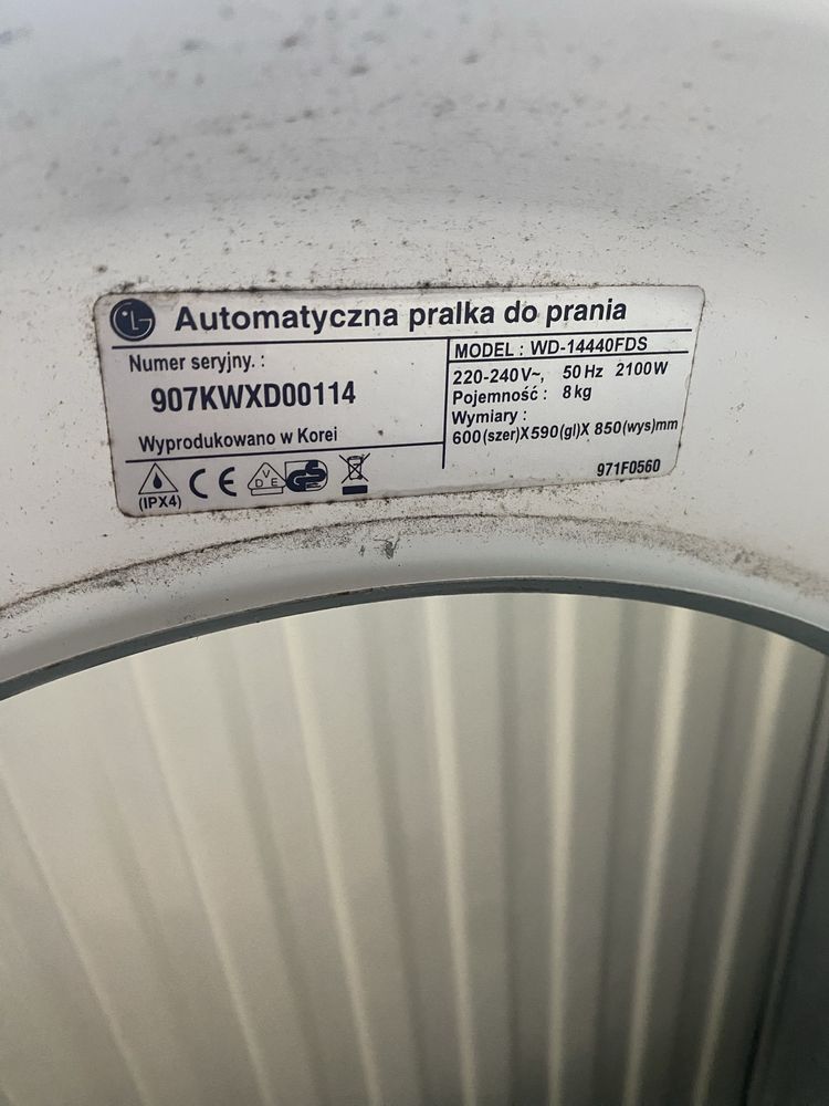 pralka LG 8kg WD-14440FDS direct drive silnik, przeciwwagi, i inne