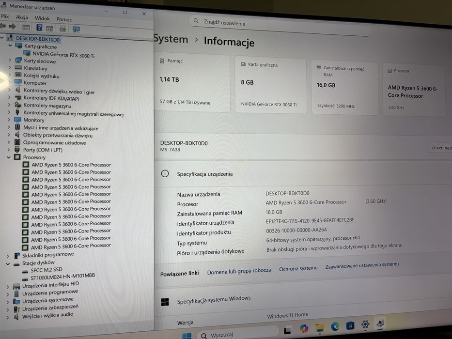 Komputer stacjonarny RTX 3060ti ryzen 5