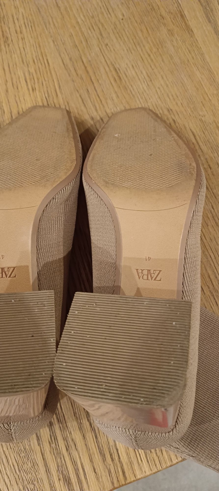 Botki beżowe, skarpetkowe, Zara, rozmiar 41