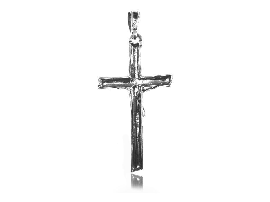 Duży Oksydowany Srebrny Krzyż Wizerunek Chrystusa Pt_K1005