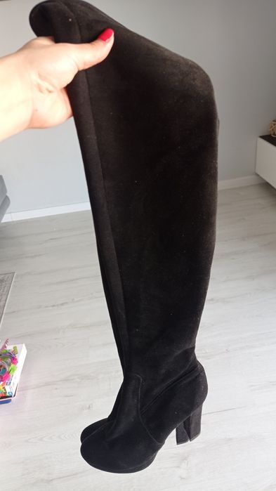 Kozaki zamszowe za kolano wysokie