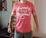koszulka SuperDry malinowa, męska, krótki rękawek, rozmiar s
