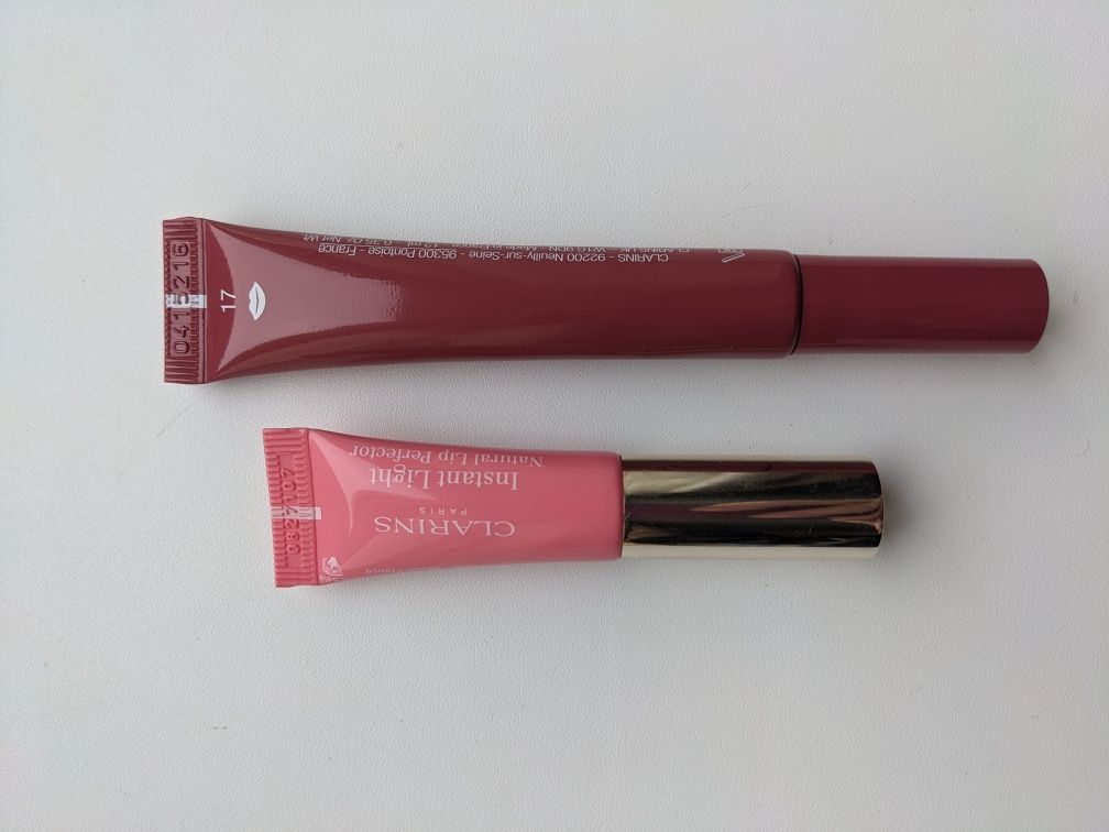 Clarins Lip Perfector Intense17 та eclat minute 01 блиск
