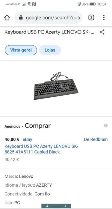 Teclado USB Lenovo PT