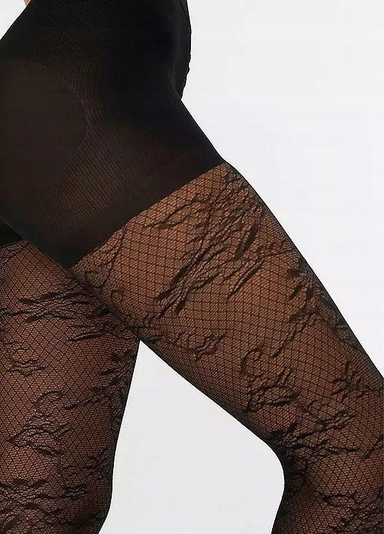 B.P.C rajstopy 30den czarne koronkowe push-up r.48/50