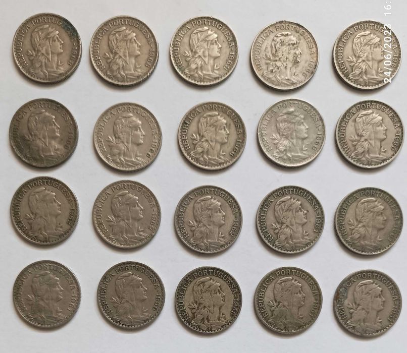 20 moedas de 1 escudo datas nas fotos