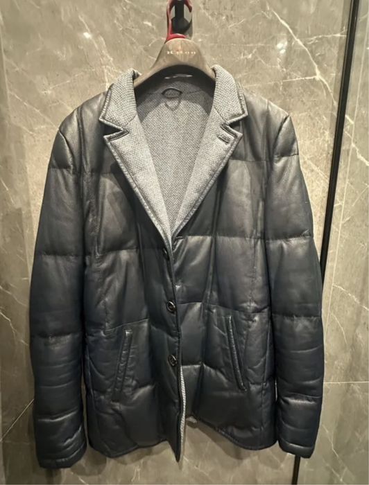 Кожаный пуховик Kiton 54, оригинал, новый