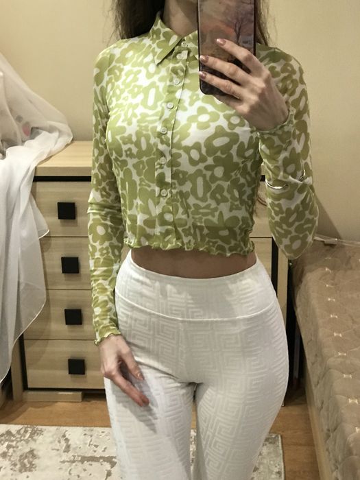 Салатова блузка - кофтинка на гудзиках