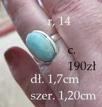 pierścionek srebro.925 larimar r. 14