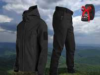Тактичний костюм soft shell чорний+ ремінь Cobra у подару