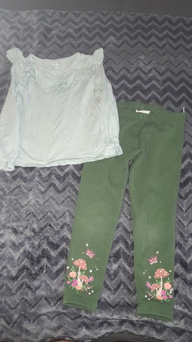 Bluzka z długim rękawem I  leginsy dla dziewczynki rozmiar 110 C&A