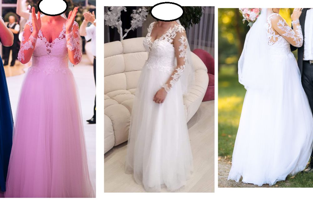 Suknia ślubna długi rękaw plecy 38