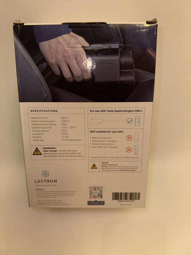 Адаптер на Теслу Lectron Tesla Supercharger 500Amp/1,000V NACS to CCS