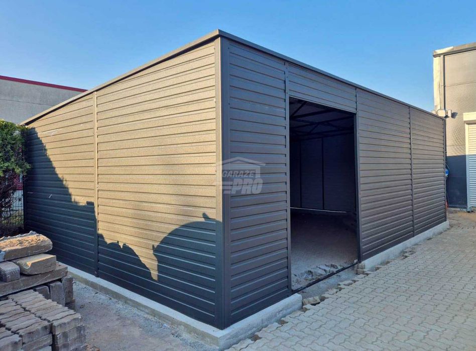 Garaż blaszany - hala magazynowa 9x6m - Otwórdach spad w tył GP571