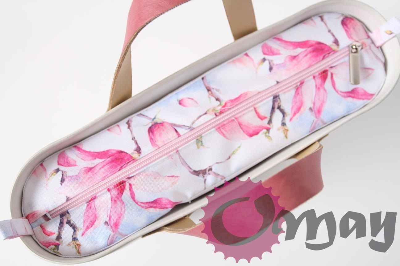 organizer OBAG MINI kwiaty magnolie różowe 2 kieszenie wkład OMAY