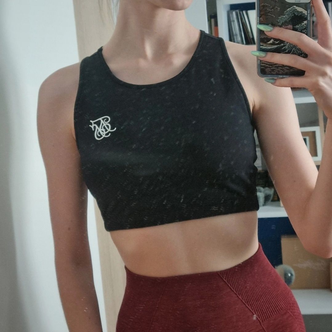 czarny stanik top sportowy siksilk s zabudowany