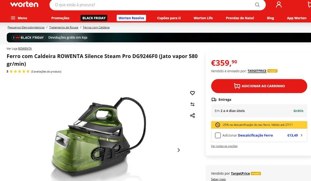 Ferro caldeira ROWENTA novo com garantia