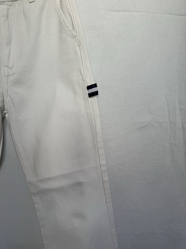 Spodnie Tommy Hilfiger XS W25 L32 białe logo prosta nogawka bojówki