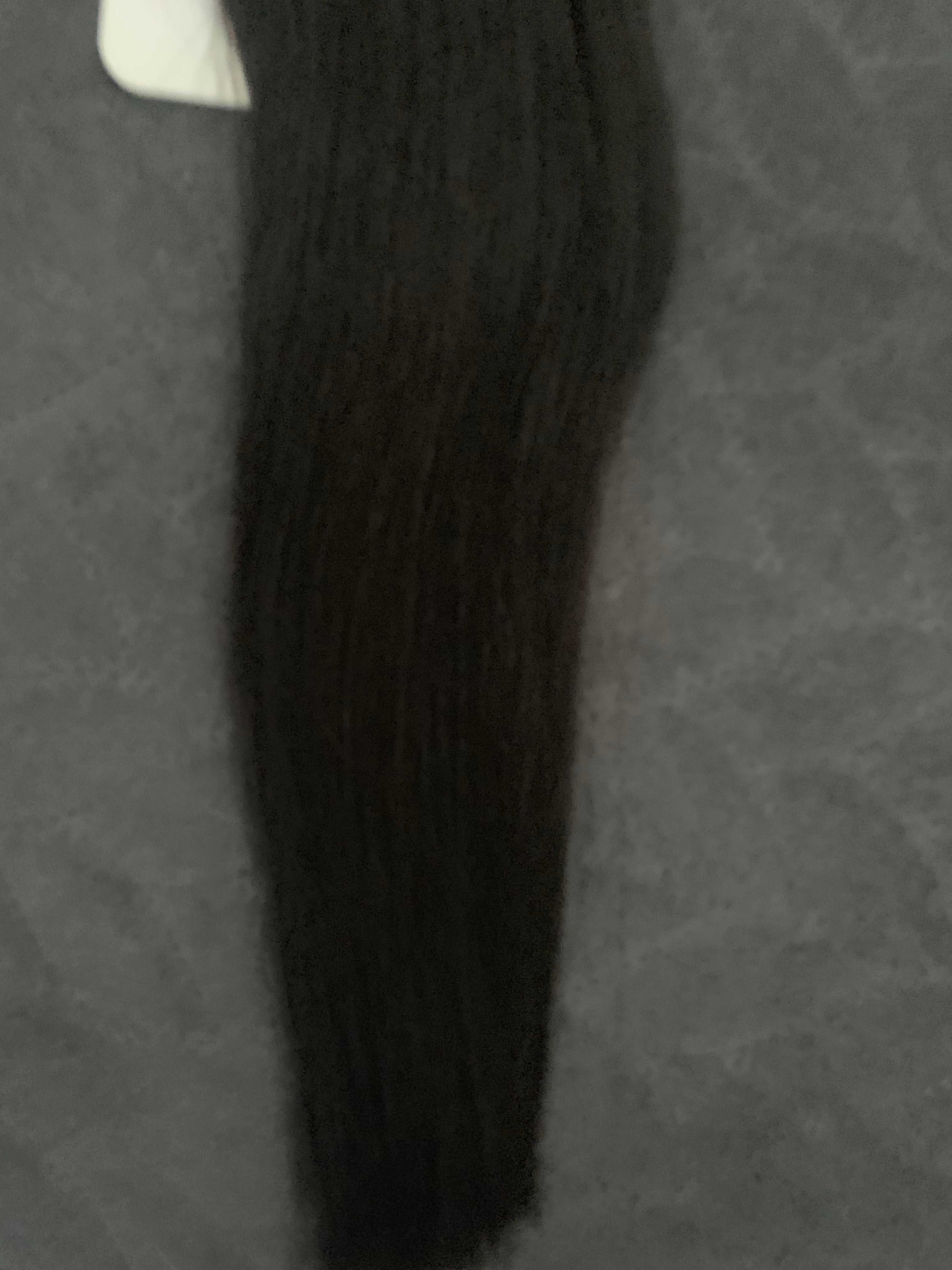 Naturalne doczepiane włosy krótkie kolor czarny naturalny double weft