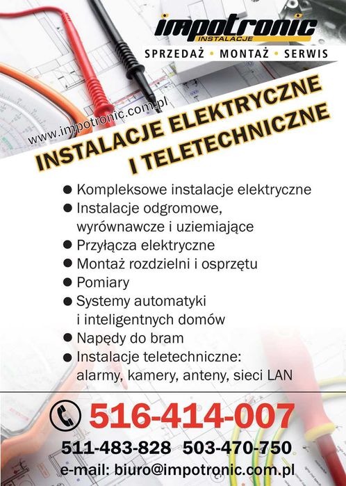 ELEKTRYK Instalacje elektryczne, Alarmy, Kamery, Domofony,