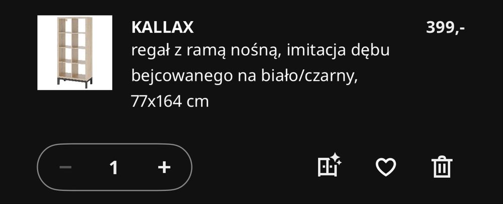 Regal Ikea Kallax dąb