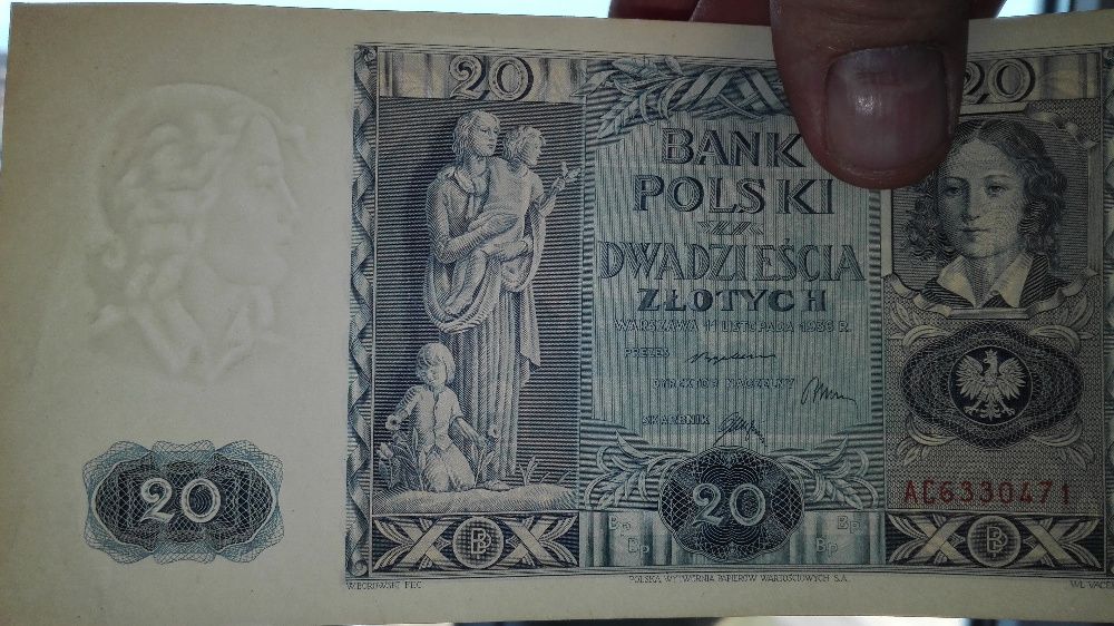 Banknot 20-złotowy 1936 seria A super stan 1