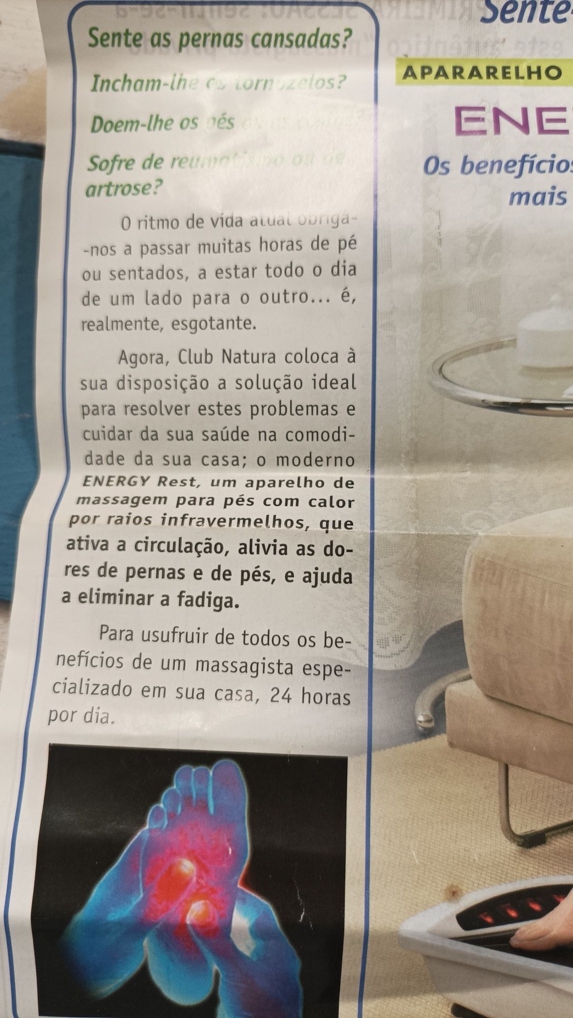 Aparelho de Massagem pés por raios infravermelhos