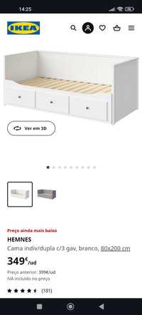 Cama IKEA Hemnes extensível ( solteiro ou casal) com marcas de uso