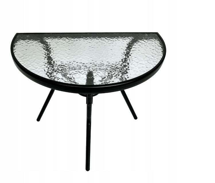 Stół ogrodowy półokągły szkło hartowane LIPARI 40x69,5x64 cm czarny