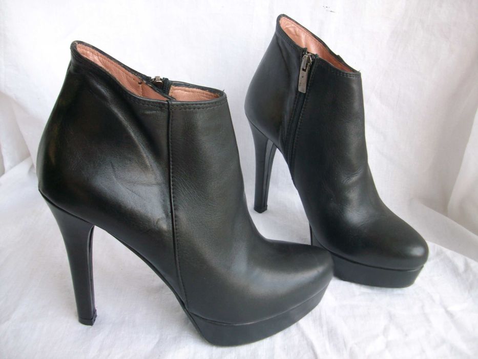 Silvana vero cuoio włoskie skórzane botki szpilki  platforma 37