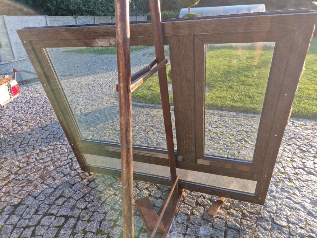 Okno 164.5x134.5 pcv z demontażu kolor brąz
